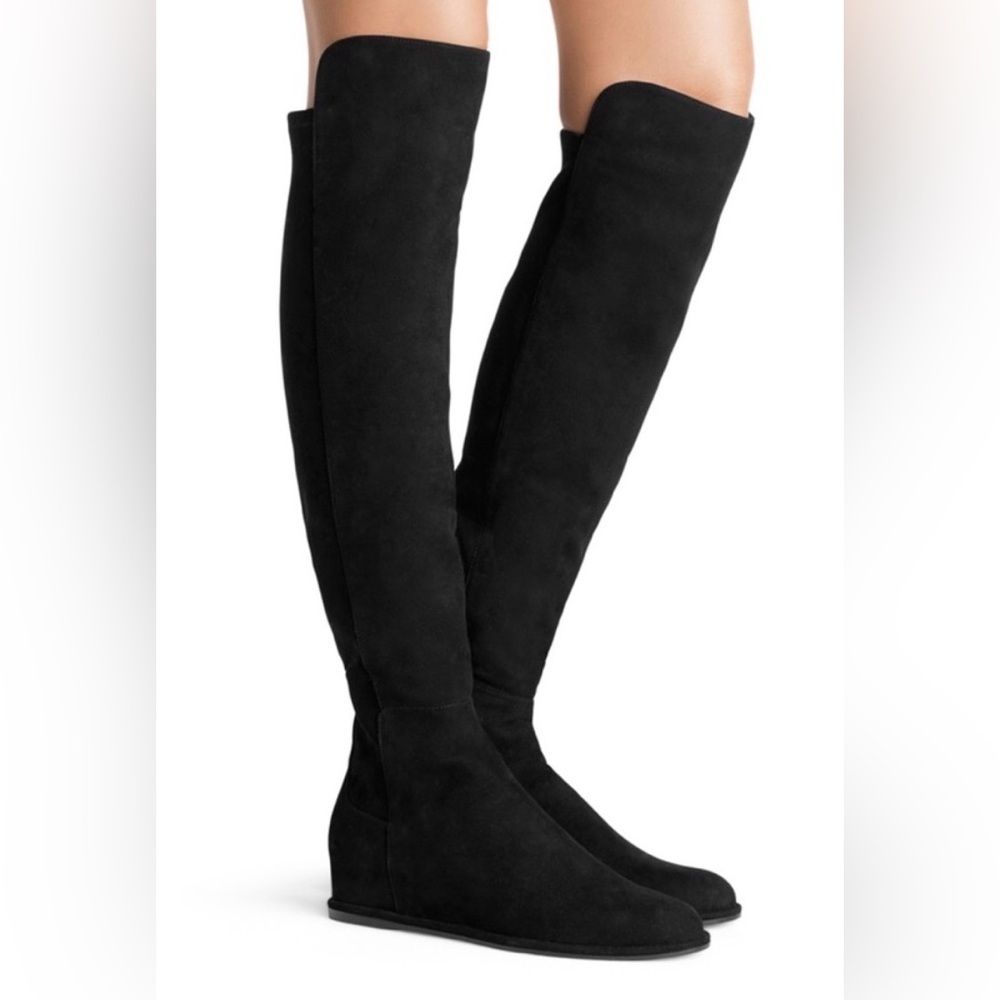 Stuart Weitzman Women's Mainline Suede Hidden Wedge Knee-High Boot - size 8.5